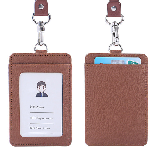 Customized Work ID Card Holder Student Bus Card Protective Case One-Sided Transparent Employee ID Badge with Lanyard Wholesale