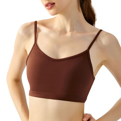 Yoga vest women's water drop fixed cup spaghetti strap underwear solid color inner small sling beautiful back sports fitness bra