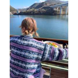 现 2025冬季新款韩国东大门费尔岛提花拼色圆领针织毛衣