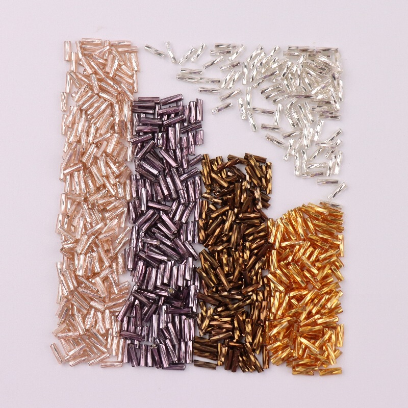 2x 6mm spiral silver filled glass tube beads diy small jewelry making material Czech beads 3 twist tube beads