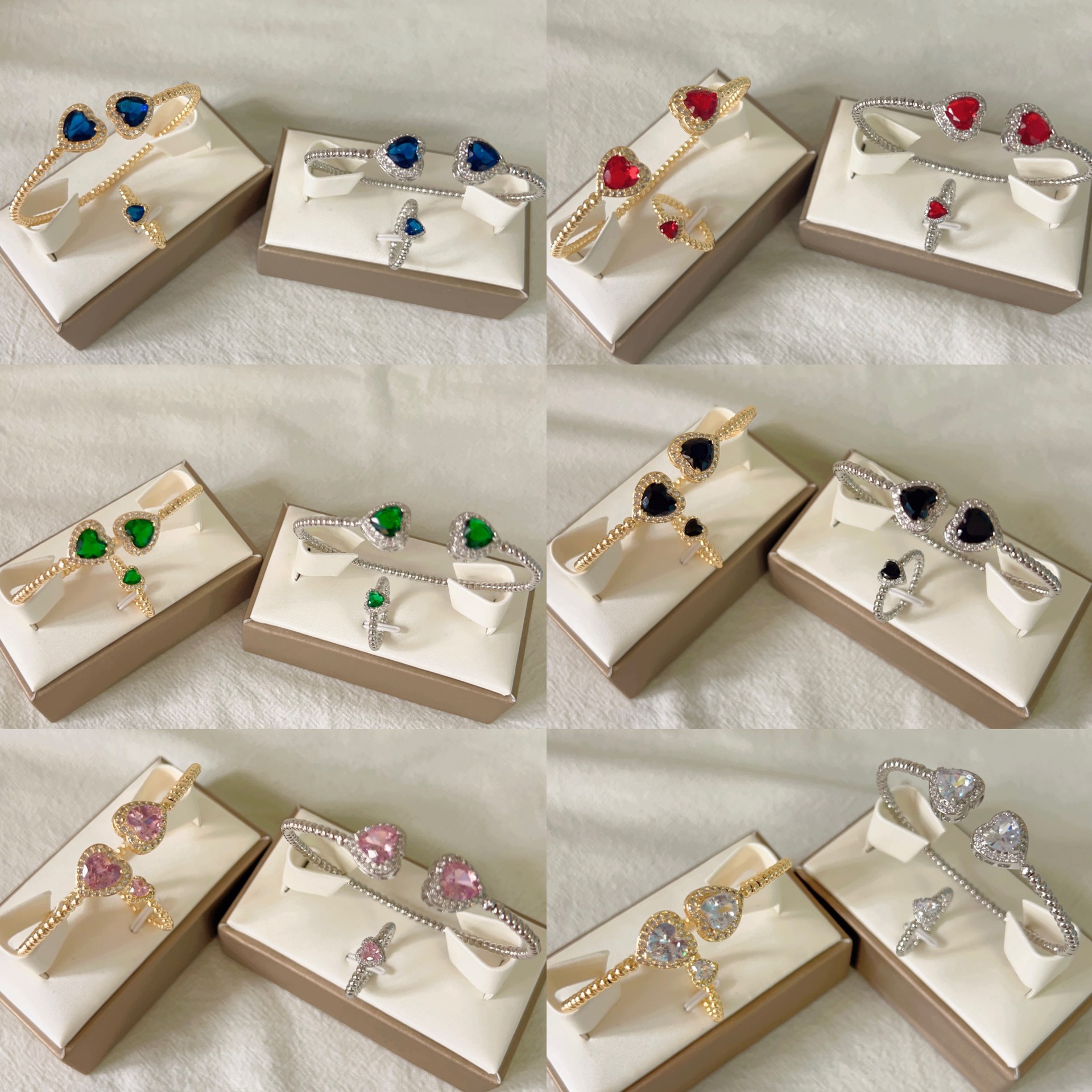 50g Weight Copper 18K Gold Plated Simple Style Plating Inlay Heart Shape Zircon Jewelry Set