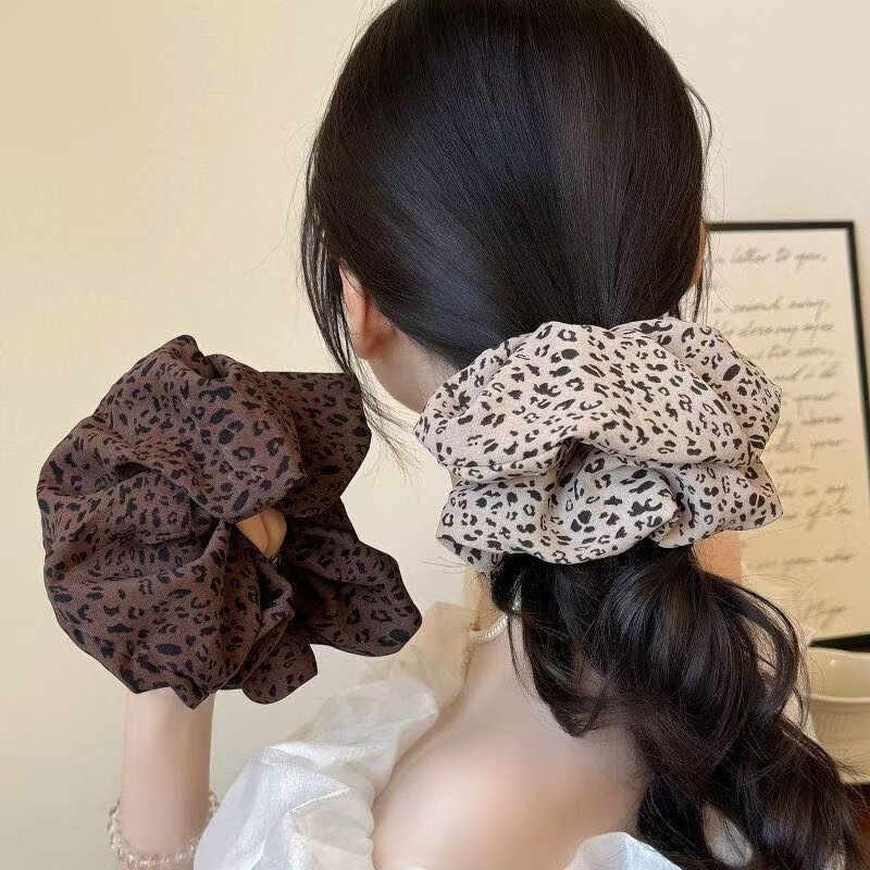 Retro Leopard Print Hair Band for Women with Low Ponytail Hair Tie 2025 New Elegant Rubber Band Hair Accessories