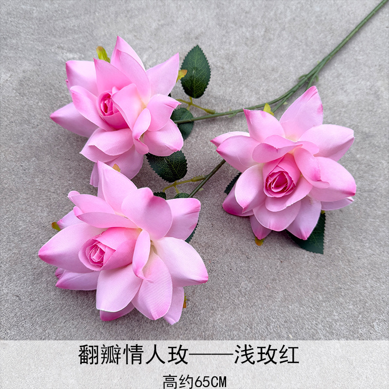 Nuevo 3 amantes Mei Flip Flores simuladas de boda Auditorio Road Flores falsas de la decoración de la sala de estar
