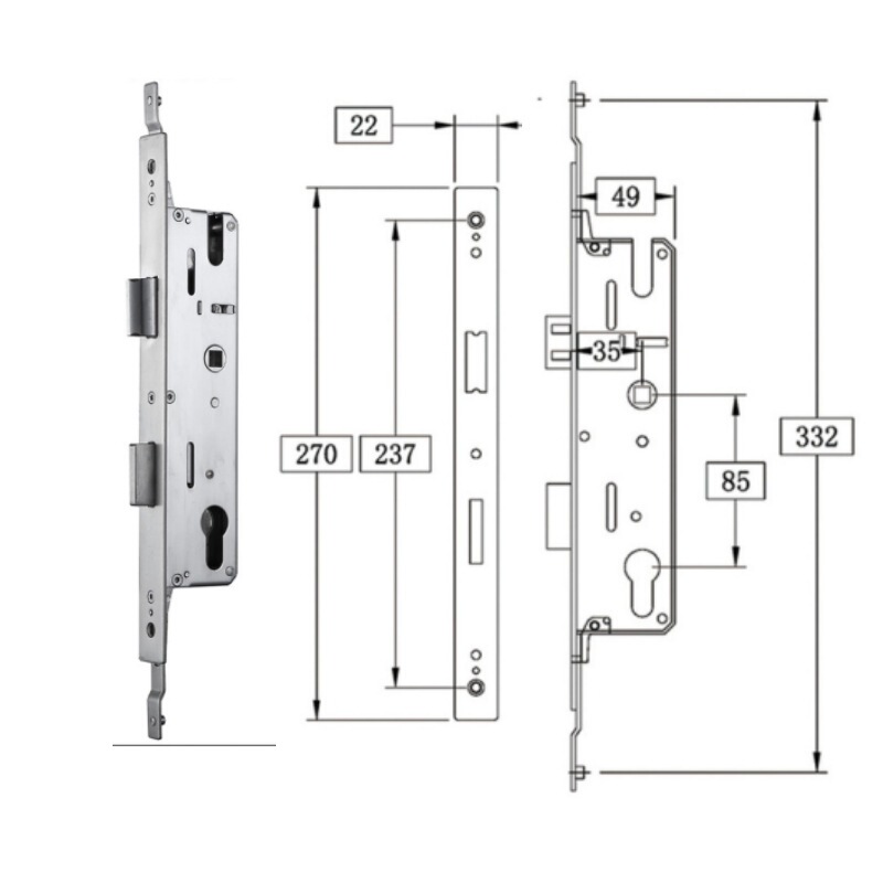 佳固3085断橋アルミ指紋鎖専用双活双快鎖体ステンレス4085双フック多点鎖体|undefined
