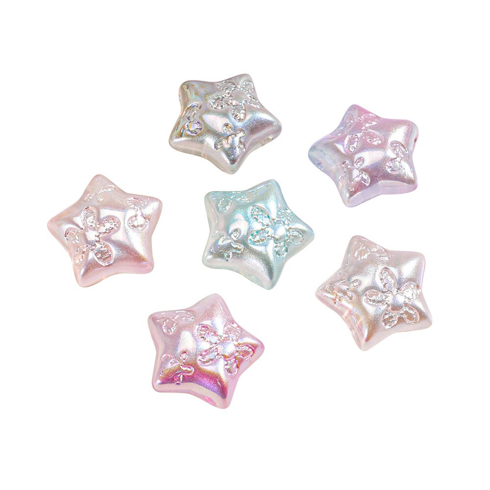 Cuentas Heidi AB, color azúcar esmaltado, patrón iridiscente, cuentas pentagrama, cadena para teléfono, material para bricolaje, cuentas sueltas de ABS