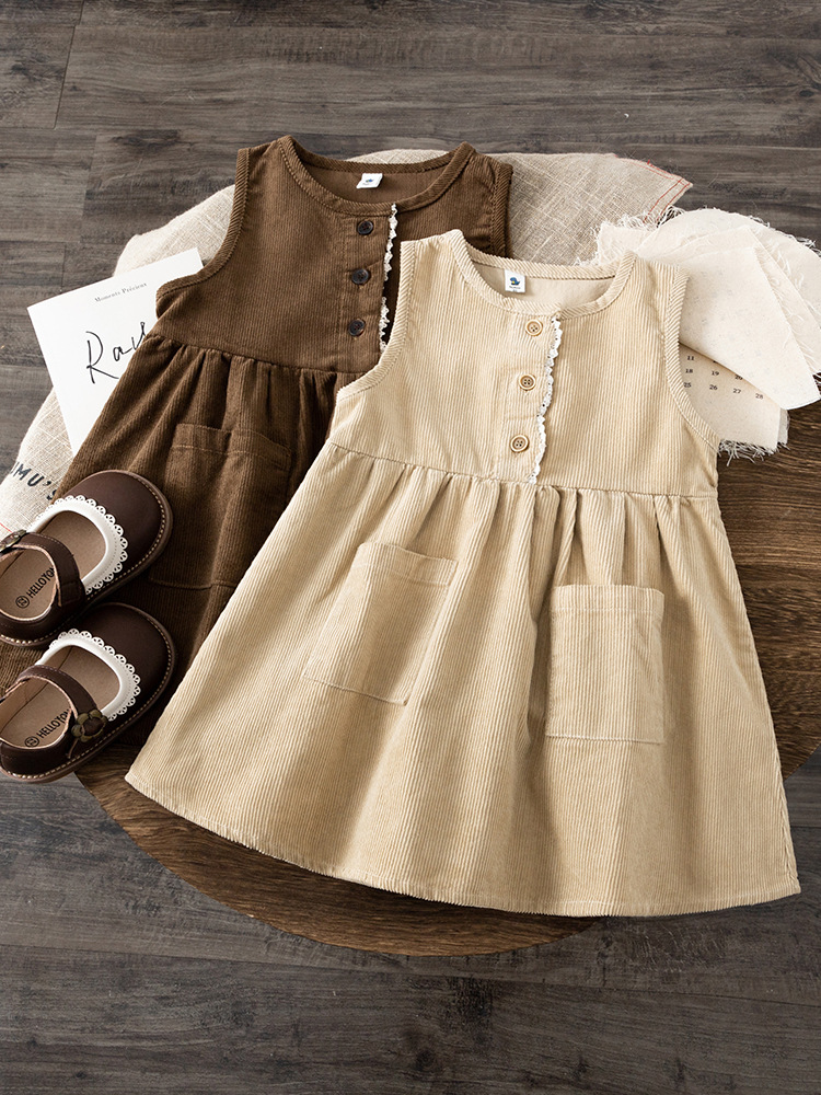 Corduroy Sundress in Light Coffee