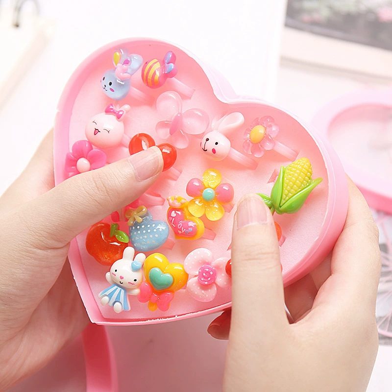 Children's ring, accessory, cartoon plastic storage system for early age, Birthday gift