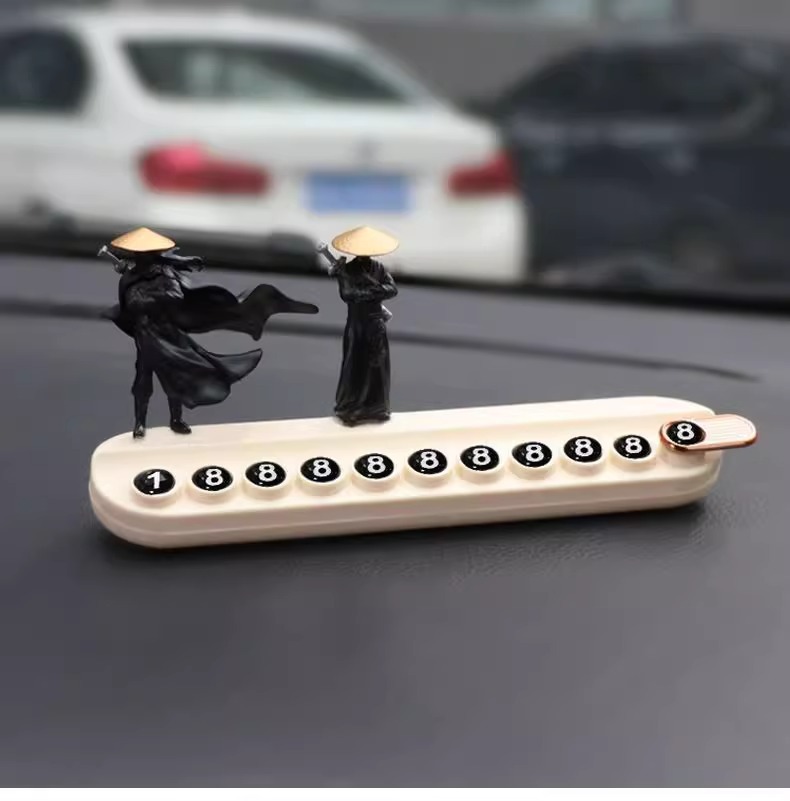Chinese-Style Temporary Parking Sign Creative Martial Arts Master Car Phone Number Plate Interior Decoration