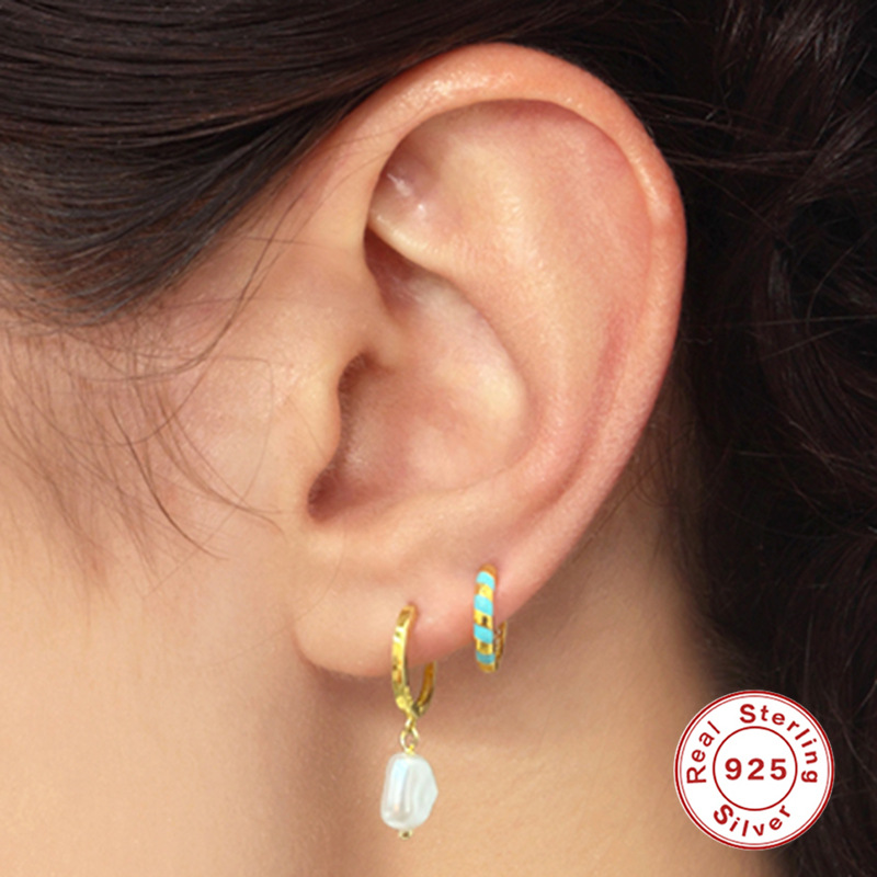 18K Gold Plated Plating Material 1 Pair 18K Gold Plated 925 Sterling Silver Irregular Drop Earrings