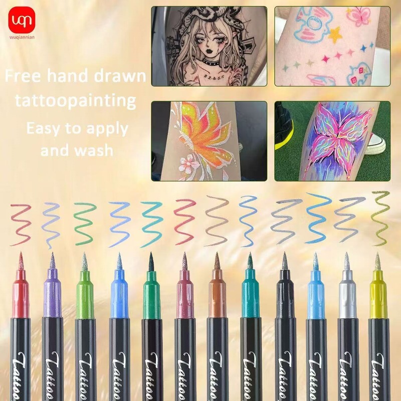 Cross-border body painting pen, temporary UV glow-in-the-dark tattoo pen, party DIY skin painting glitter acrylic marker pen Cross-border body painting pen, temporary UV glow-in-the-dark tattoo pen, party DIY skin painting glitter acrylic marker pen