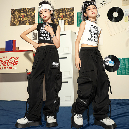 Children's Jazz Dance Set Girl's Tank Top Dance Performance Suit Trendy Kids Street Dance Hip Hop Clothing Summer Girls