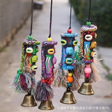 批发云南民族风手工木头桩吞口麻布东巴木头人挂件挂饰工艺装饰品