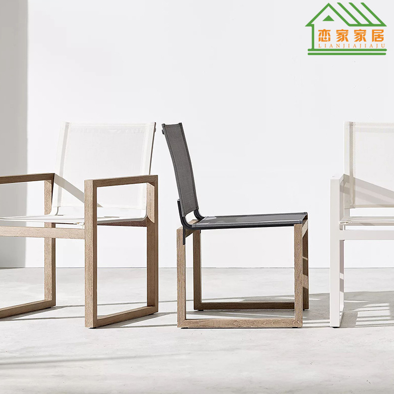 Mesa y silla de comedor de teca nórdica muebles patio villa ocio balcón restaurante a prueba de lluvia y protección solar combinación de mesa y silla de madera sólida