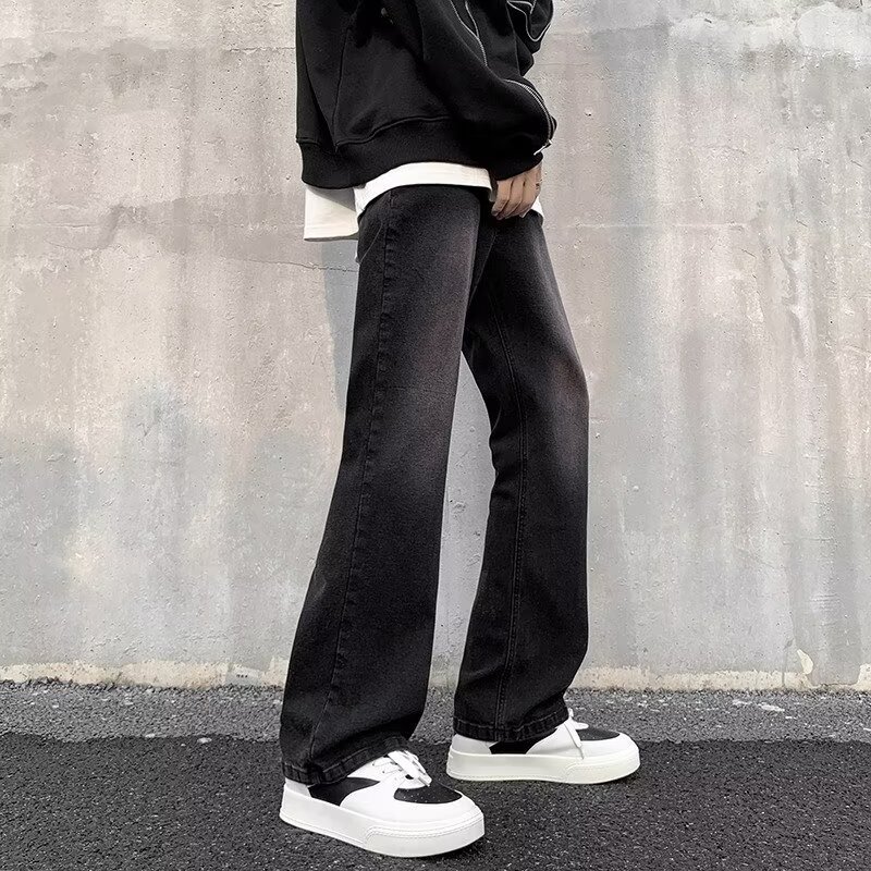 Primavera y otoño jeans negros marca de moda para hombres vibe pantalones anchos rectos sueltos pantalones casuales retro americanos