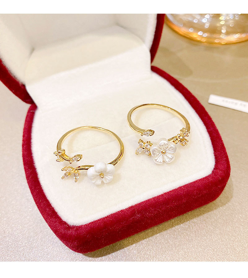 Fairy Style Flower Copper Plating Zircon Open Ring