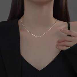 项链女雪花链替换素链全铜镀银链子配饰无吊坠链条锁骨链颈链