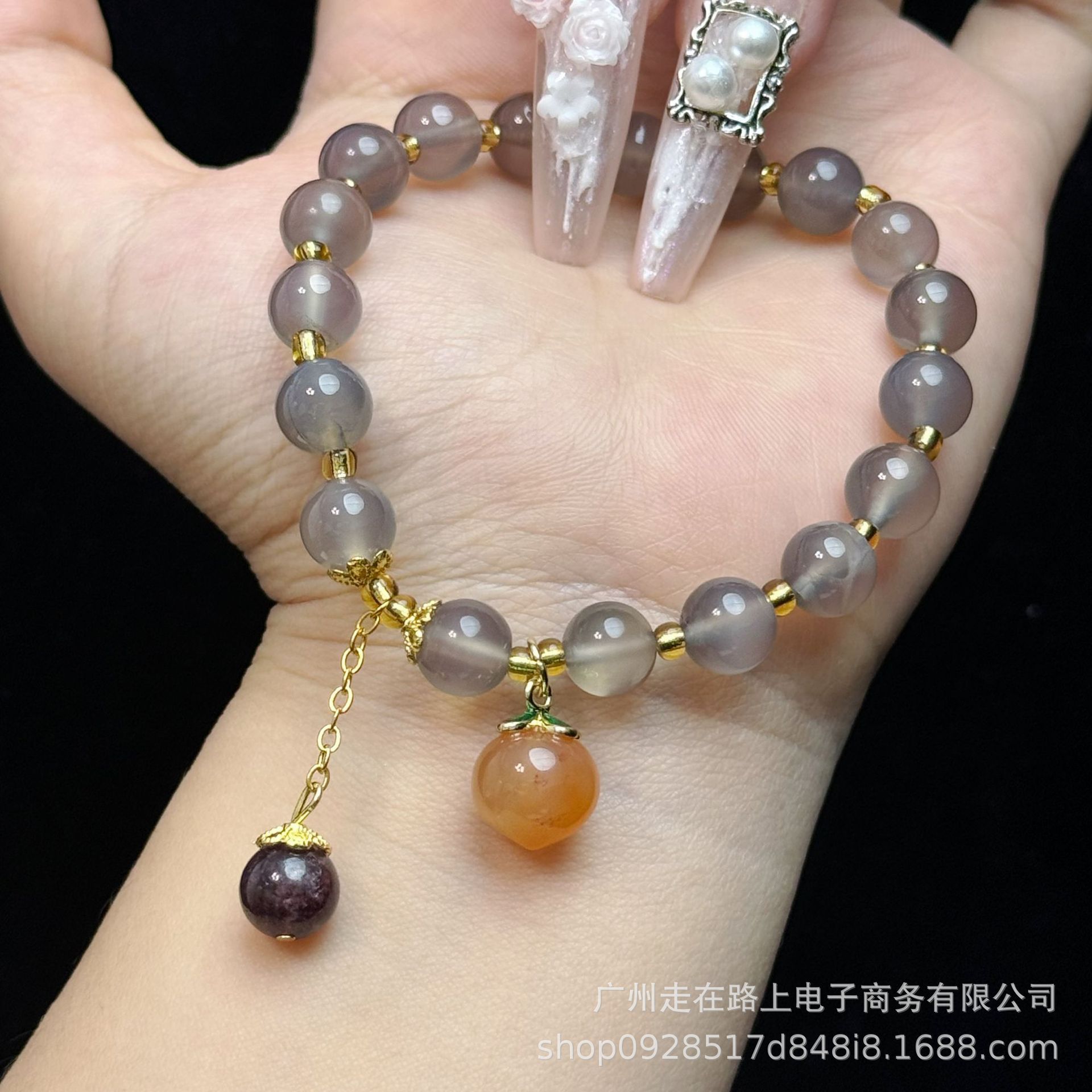 그레이 마노 소금 소스 복숭아 스타일 (8mm)