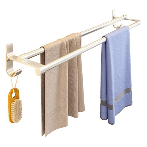 Towel rack without punching bathroom space aluminum wall-mounted extended and thickened 1 meter bathroom double pole single pole towel bar