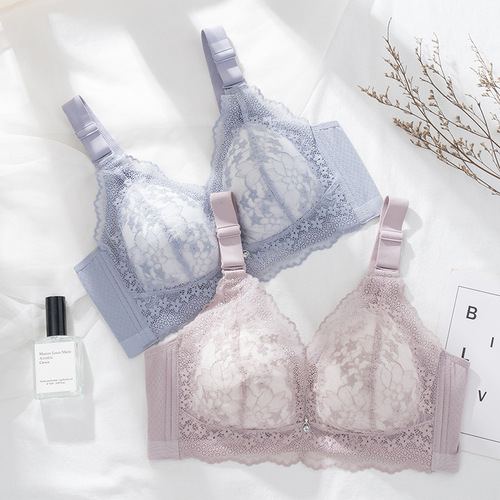 Side-retracting full-cup bra for large breasts showing small size, thin wire-free underwear for women, anti-sagging, accessory breast-retracting adjustable bra