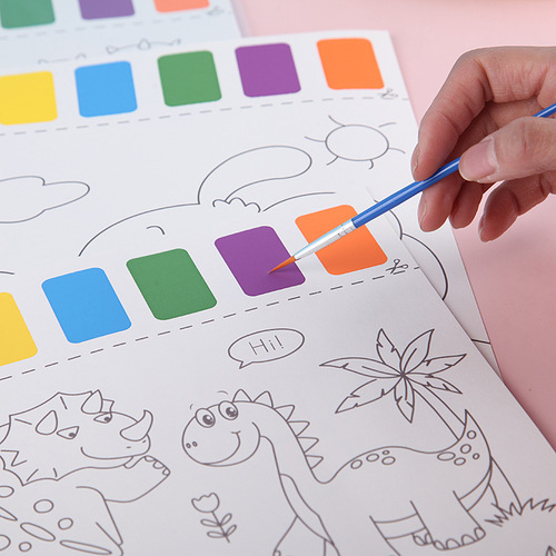 Children's Watercolor Coloring Book DIY Coloring Wet Painting Kindergarten Craft Portable Watercolor Doodle Sketchbook Sticky Notes