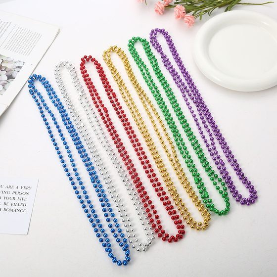 Mardi Gras Ornaments Party Necklace New Orleans Party Color Earth Bead Chain Plastic Decorations Wholesale