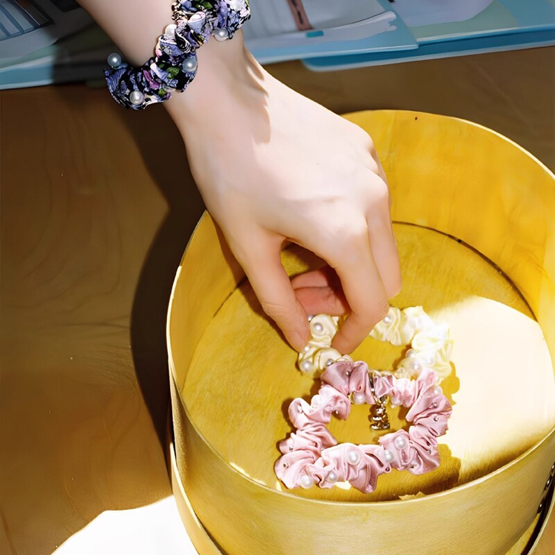 Tagi.2025新款想象花园珍珠褶皱彩色小肠发圈发饰发绳头饰|undefined