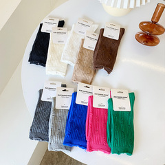 2146新秋冬成人破洞襪子 純色雙針抽條洞洞中筒潮流棉襪廠家批發