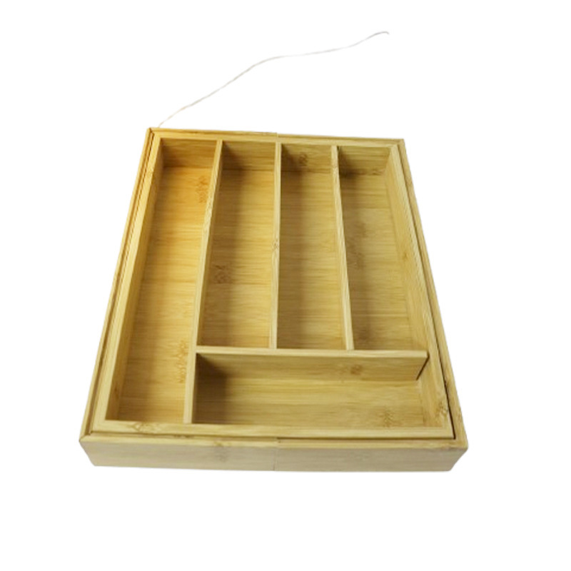 Caja de almacenamiento tipo cajón de bambú retráctil estratificado cubiertos de cocina almacenar artefactos a prueba de agua a prueba de humedad caja de separación y acabado