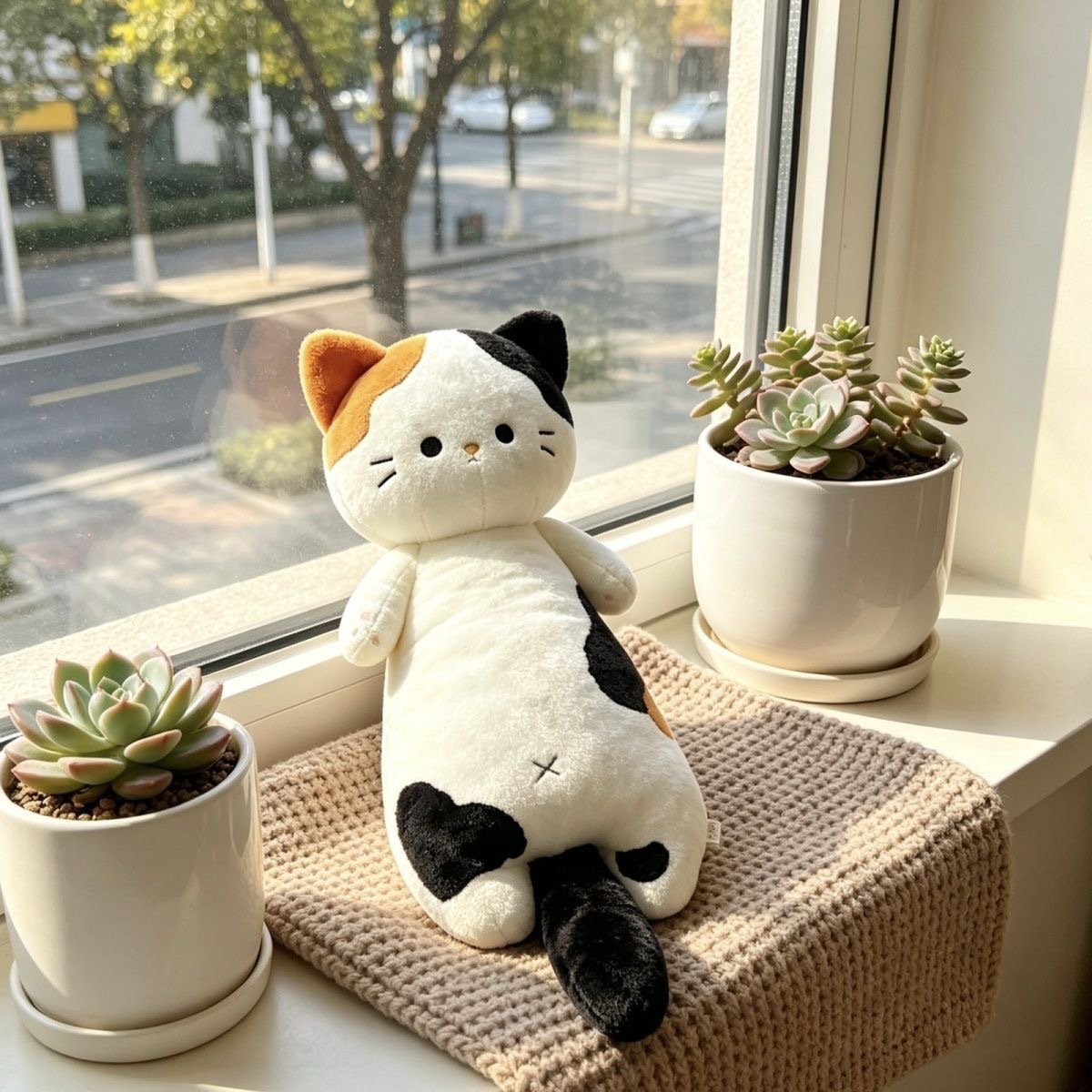 Cross-border cute long cat pillow plush toy doll, a magical item for hugging between legs in bed, cat doll, cross-border wholesale