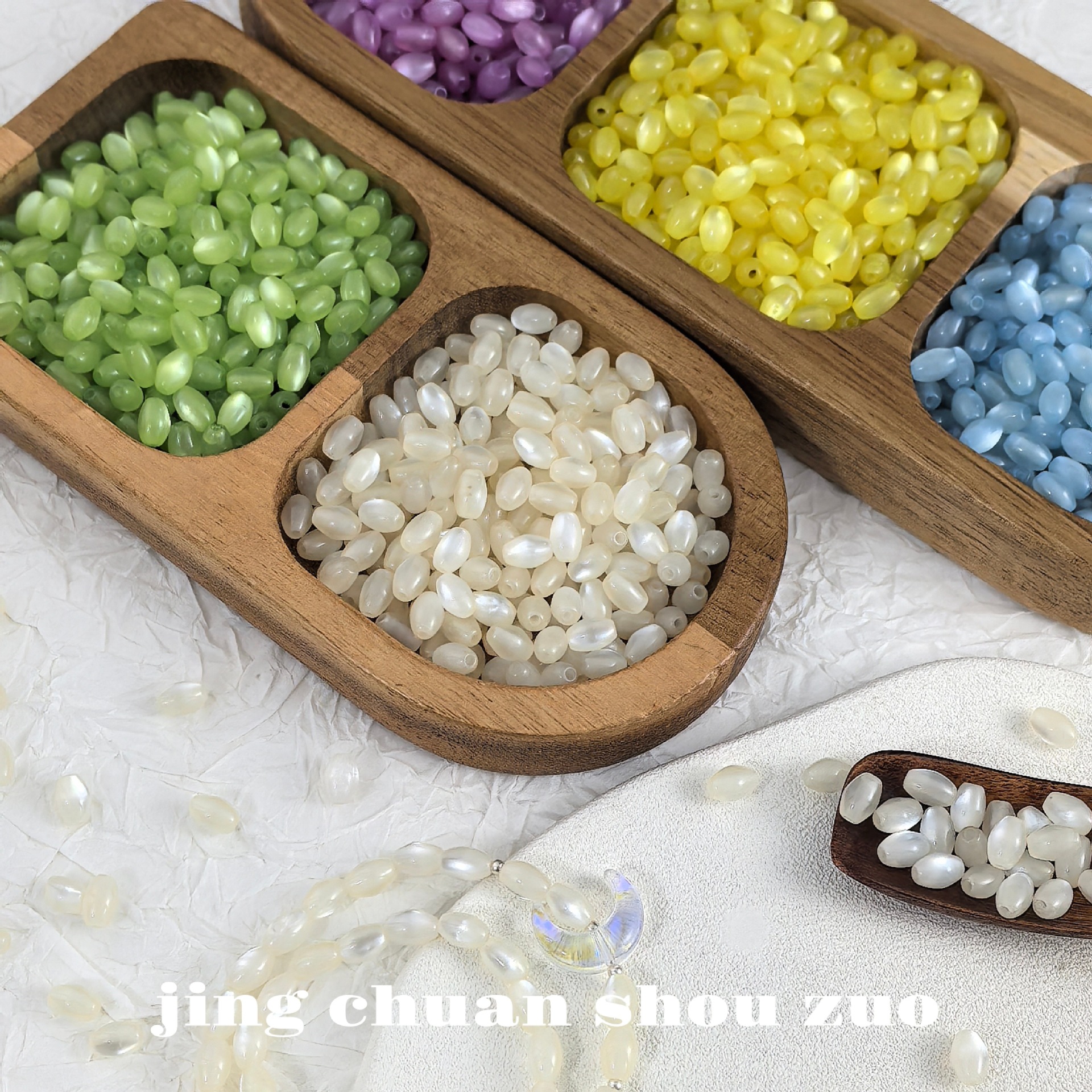 批发猫眼枣珠5X7mm树脂珠散珠子直孔晕染diy手工制作手链材料配件