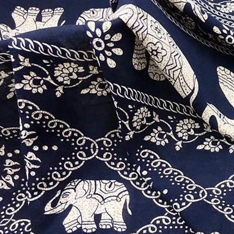Al por mayor estilo tailandés barato Challis rayon jersey hawaiano tela de camisa