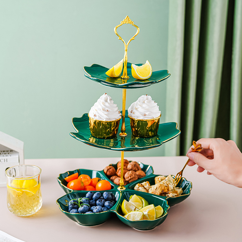 Nordic cerámica multi-capa plato de fruta hogar sala de estar mesa de café mesa de postre merienda dulces fruta seca bandeja del compartimiento