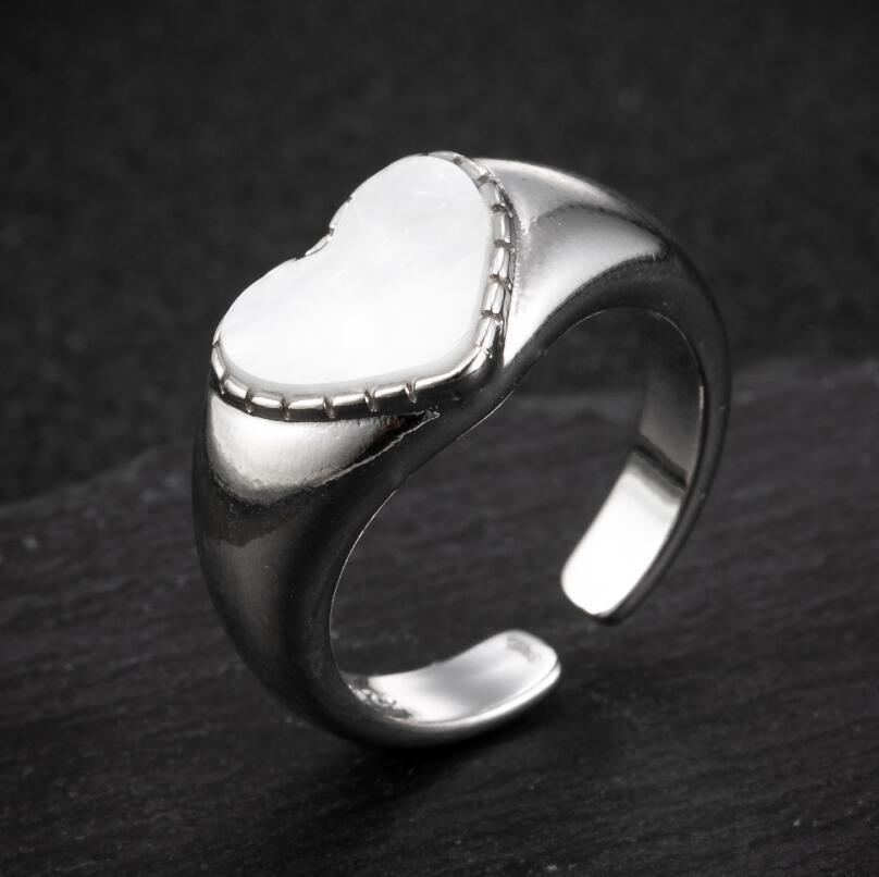 Retro Heart Shape Shell Copper Plating Open Ring 1 Piece