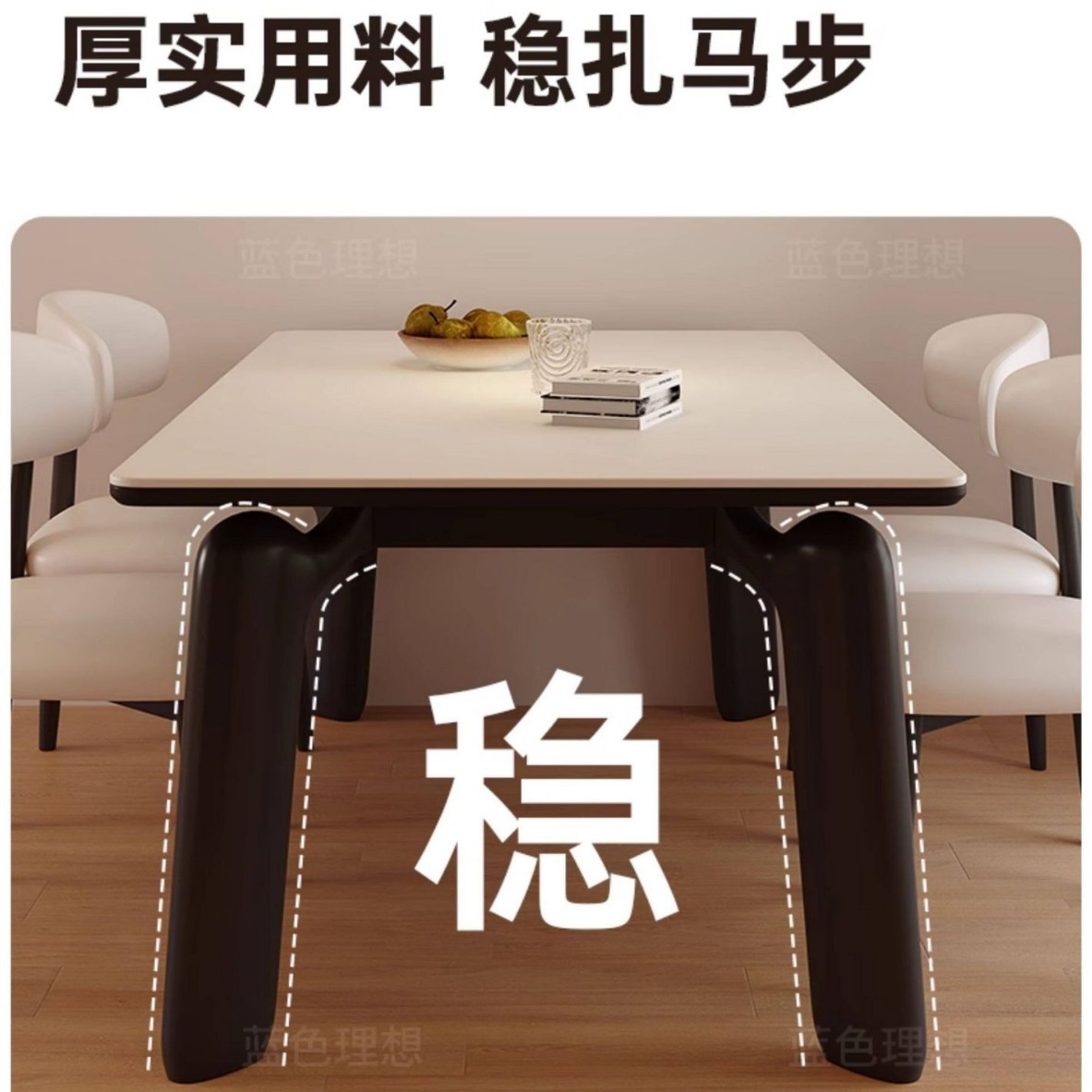Mesa de comedor de roca de soporte completo, mesa de comedor y silla, combinación doméstica, pequeña casa, retrógrada, simple y moderna mesa de comedor