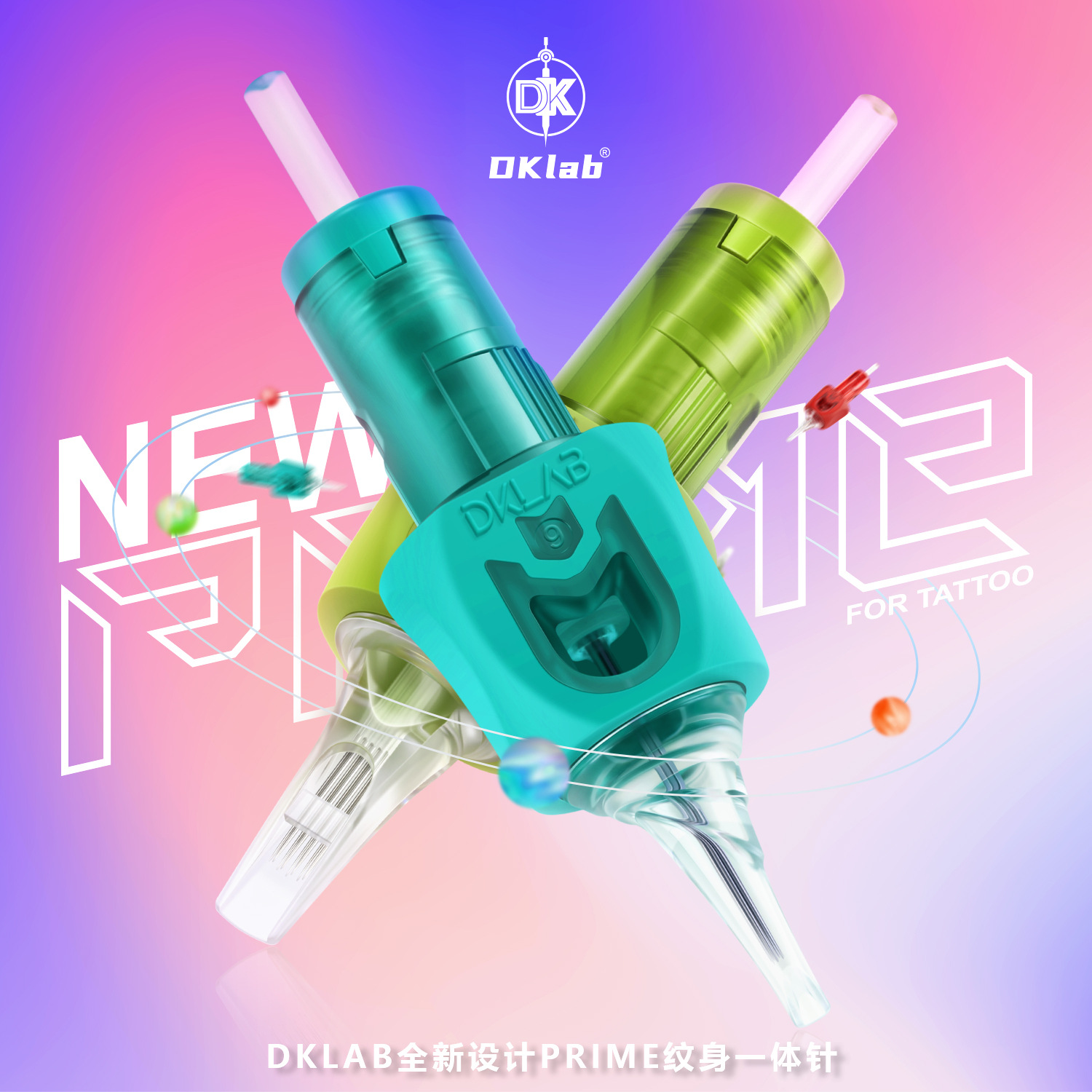 Dklab Brand Prime Tattoo Needles, Short Needles with Rubber Coating, Disposable Rs Round Needles for Coloring