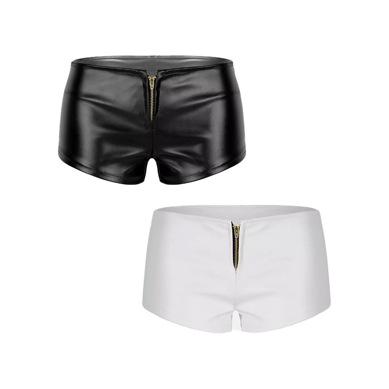 Cross-Border European and American Pu Ultra-Short Tight Low-Waist Shorts for Women, Amazon Temu In-Stock, Street Fashion Personality Street Style
