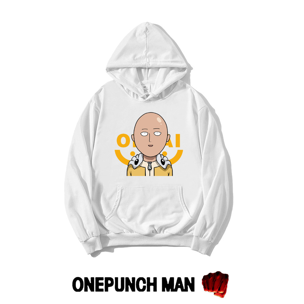 Un golpe Superman Saitama Teacher Anime Periférico Otoño e invierno Moda para hombres y mujeres Suéter de pareja Sudadera con capucha Chaqueta de manga larga
