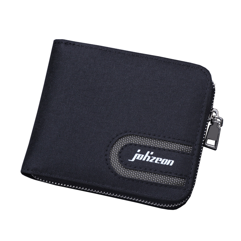 Cremallera lienzo cartera de los hombres corto retro personalidad moda cartera Oxford paño estudiante simple moda marca multi-Tarjeta posición estilo japonés