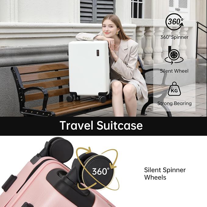 Reisekoffer mit schwenkbaren Rollen, leicht, mit Zahlenschloss, Studentenkoffer, Schulreisenkoffer, großvolumig, einfarbig, Trolley-Koffer für Reisen