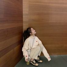 软妹高领红毛衣女宽松慵懒网红针织衫套头学生版显瘦可爱甜美ins