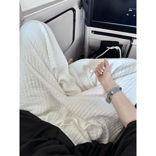 2024 Autumn and Winter New Vertical Quilted Quilted Cotton Straight Casual Pants Women's Design Drawstring Staggard Waist Wide Leg Cotton Pants