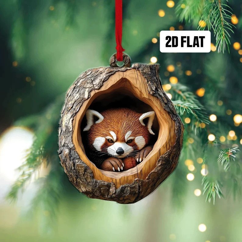 Explosiones transfronterizas mapache decoraciones de árbol de Navidad búho decoraciones acrílicas pequeños colgantes planos listados
