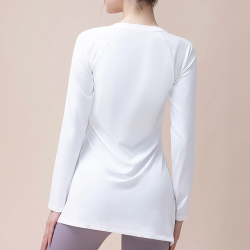 T-shirt women's running quick-drying fitness wear long-sleeved yoga top tight-fitting breathable slimming butt-covering sports T-shirt long