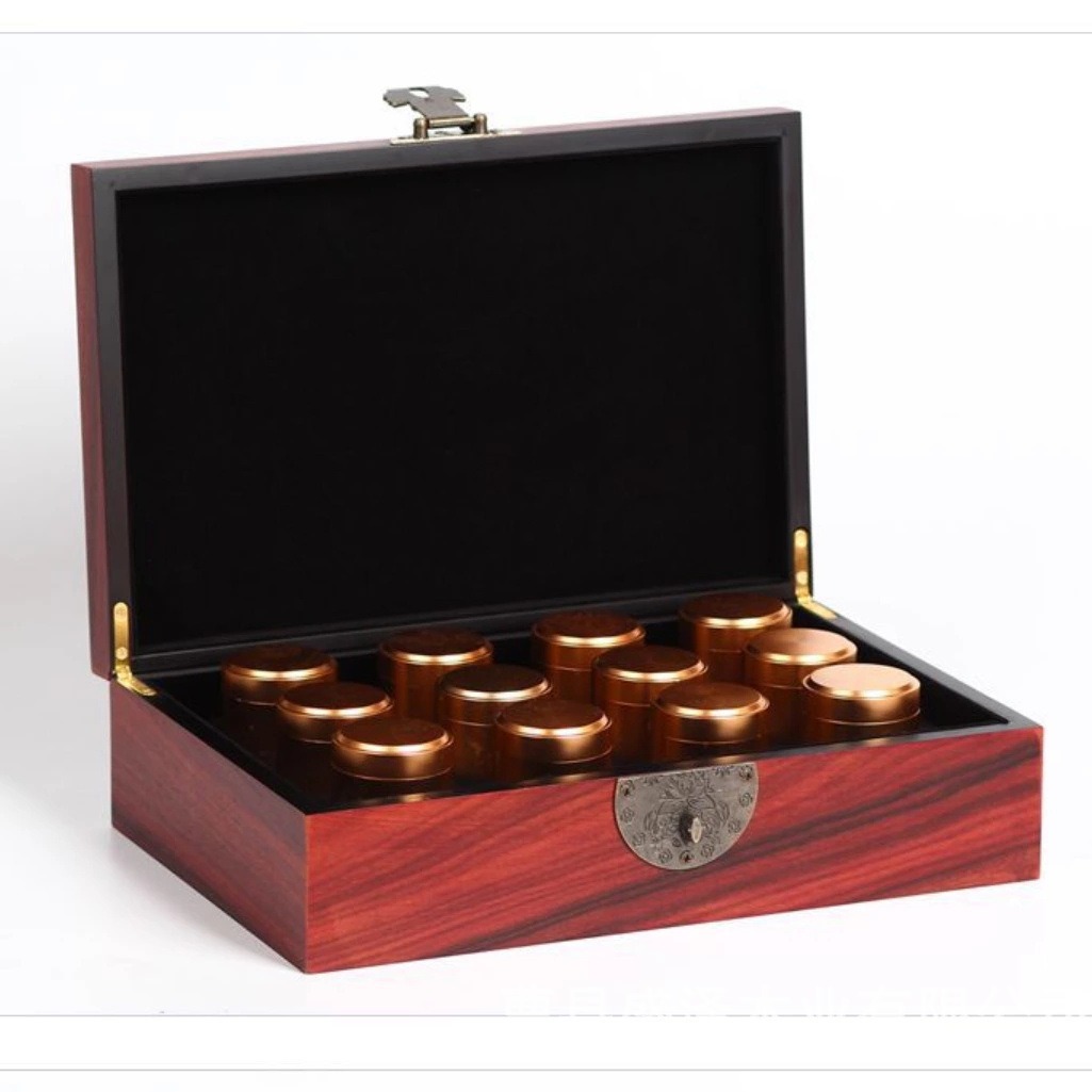 精美普洱茶盒多孔茶叶罐包装盒带内衬复古茶砖收纳礼盒小木盒