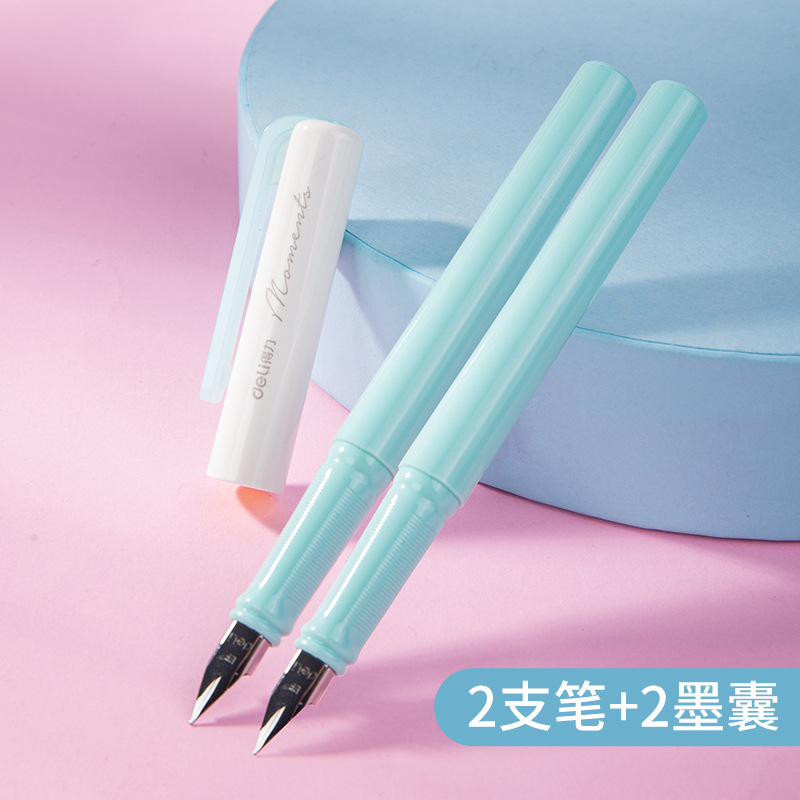 Deli/Deli Pluma estilográfica especial para estudiantes de tercer grado Pluma estilográfica borrable azul cristal negro azul tinta
