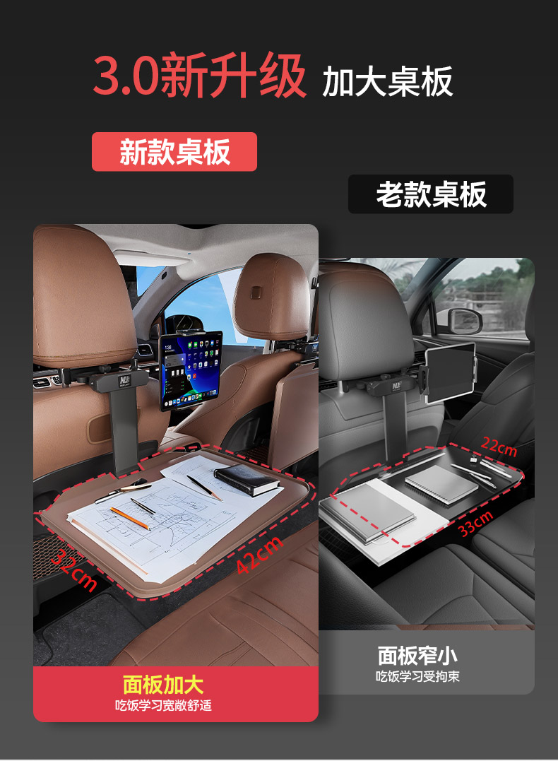 Children's car-mounted small table for rear seats, foldable car desk for studying and doing homework, in-car dining table