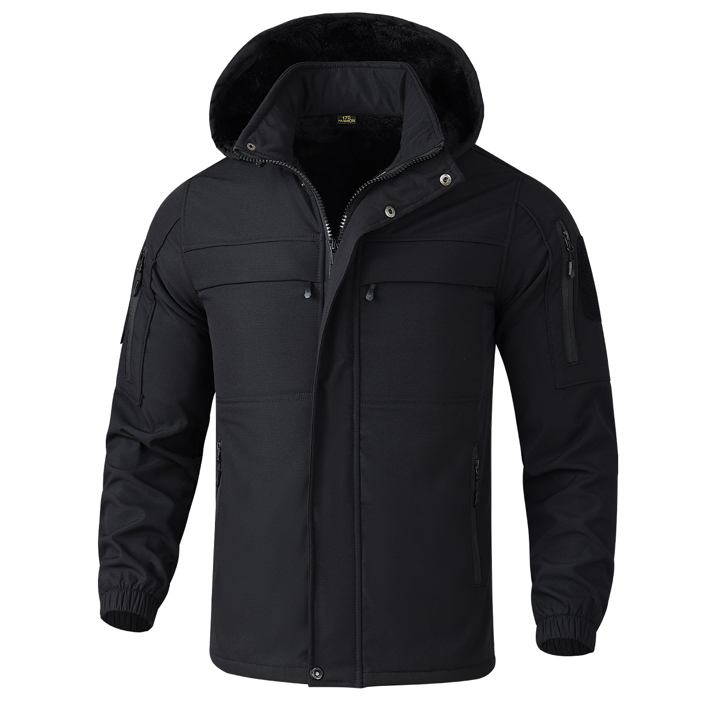 Conjunto de chaqueta con forro polar para hombre, para otoño e invierno, informal, resistente al desgaste y a la suciedad, con múltiples bolsillos, para trabajo._voghion.com