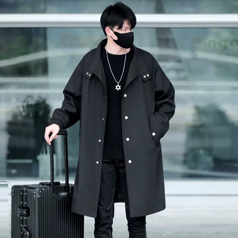 Мужская ветровка 2024, весенне-осенняя свободная молодежная верхняя одежда средней длины в корейском стиле, мужская красивая верхняя одежда, повседневные топы