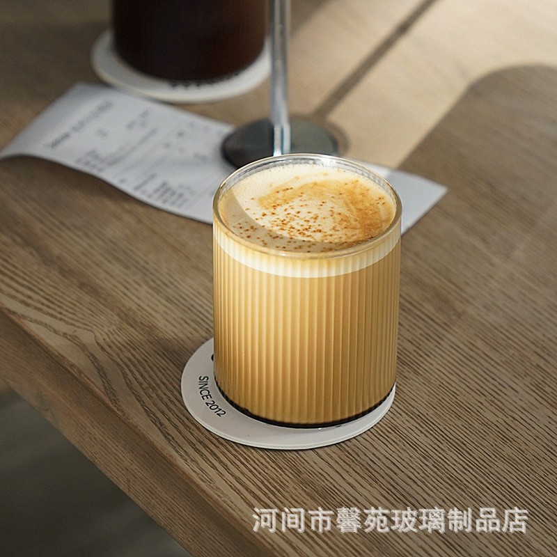日式条纹酒杯个性网红竖纹玻璃杯筋纹杯手工树桩纹泡茶杯批发