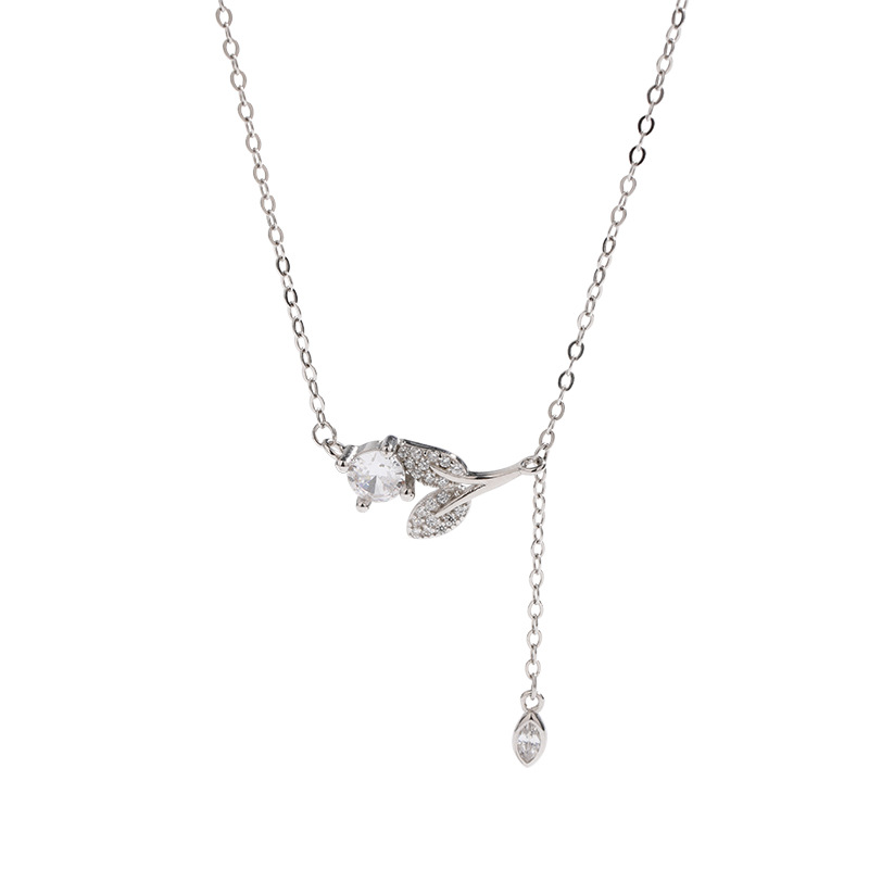 50 puntos moissanite collar de las mujeres 925 plata esterlina hoja diamante colgante nicho diseño 2023 nueva clavícula cadena